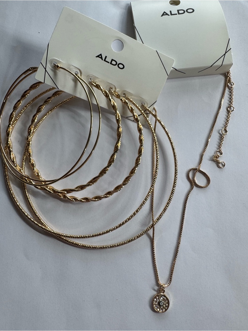 ALDO Gold Hoop Earring Set with Pendant Necklace